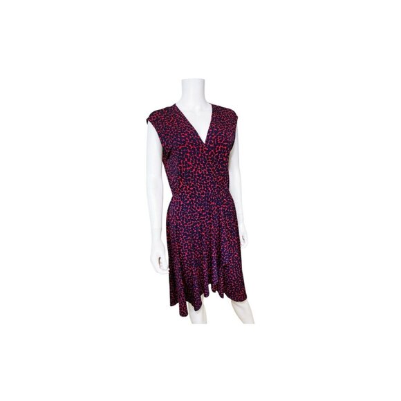 BCBG MAXAZRIA Navy & Red Polka-Dot "Like" Pattern Knee Dress, Sz S #1482 - Picture 11 of 16